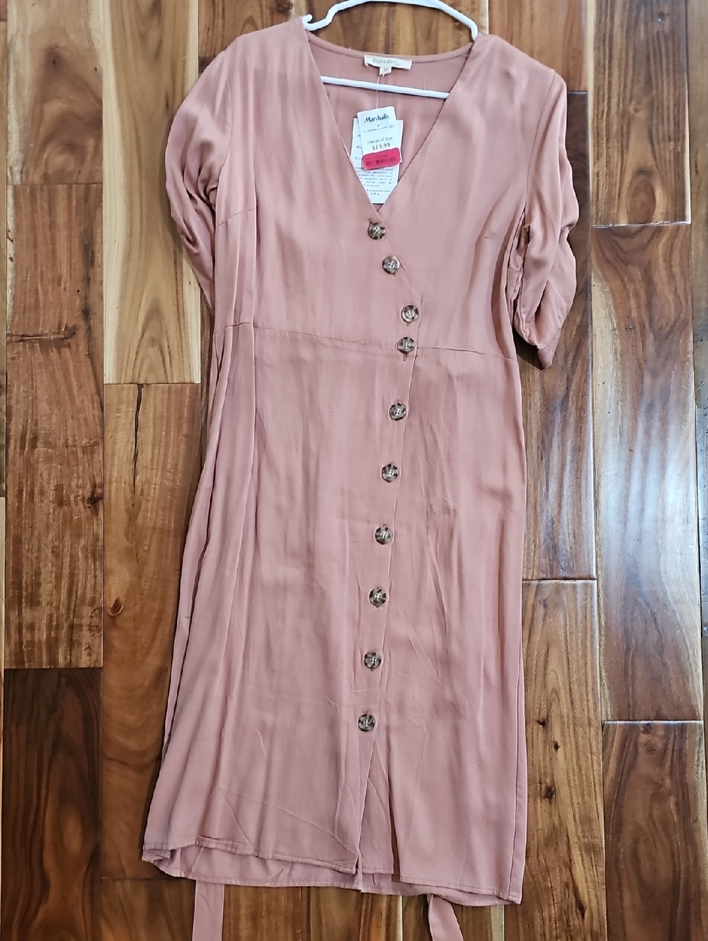 Rebellion Dusty Rose Button-Front Midi Dress